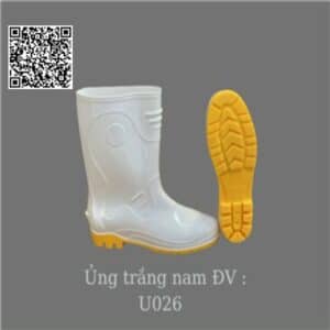 Ủng bảo hộ nam màu trắng đế vàng